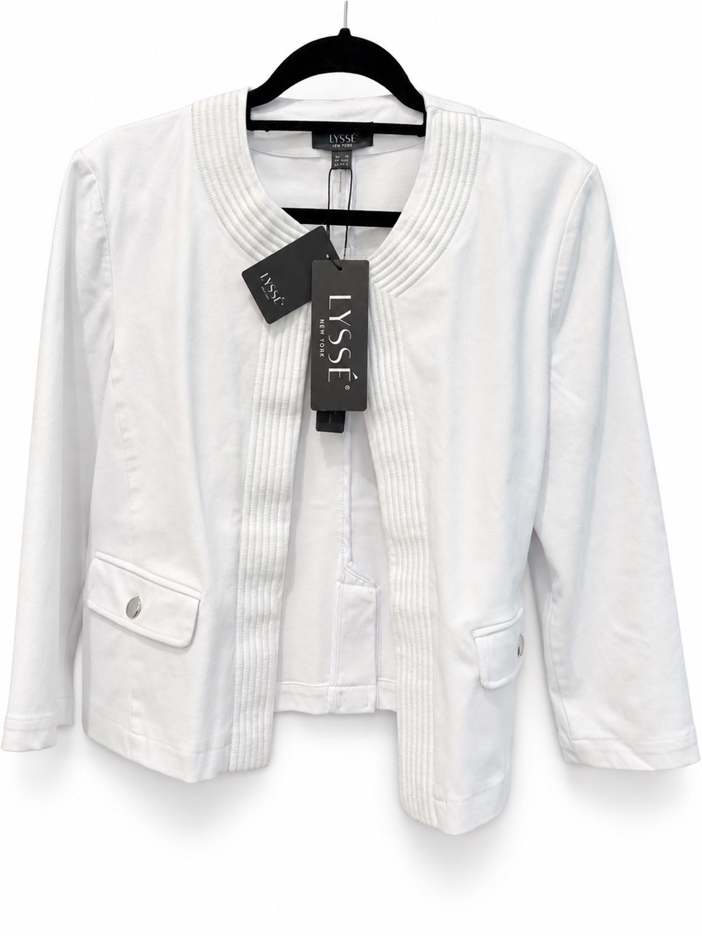 LYSSÉ New York White Collarless Jacket — Size Medium